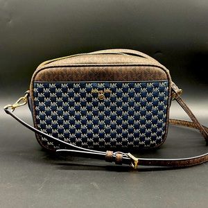 Michael Kors jet set charm EW Brown and Blue Crossbody Bag